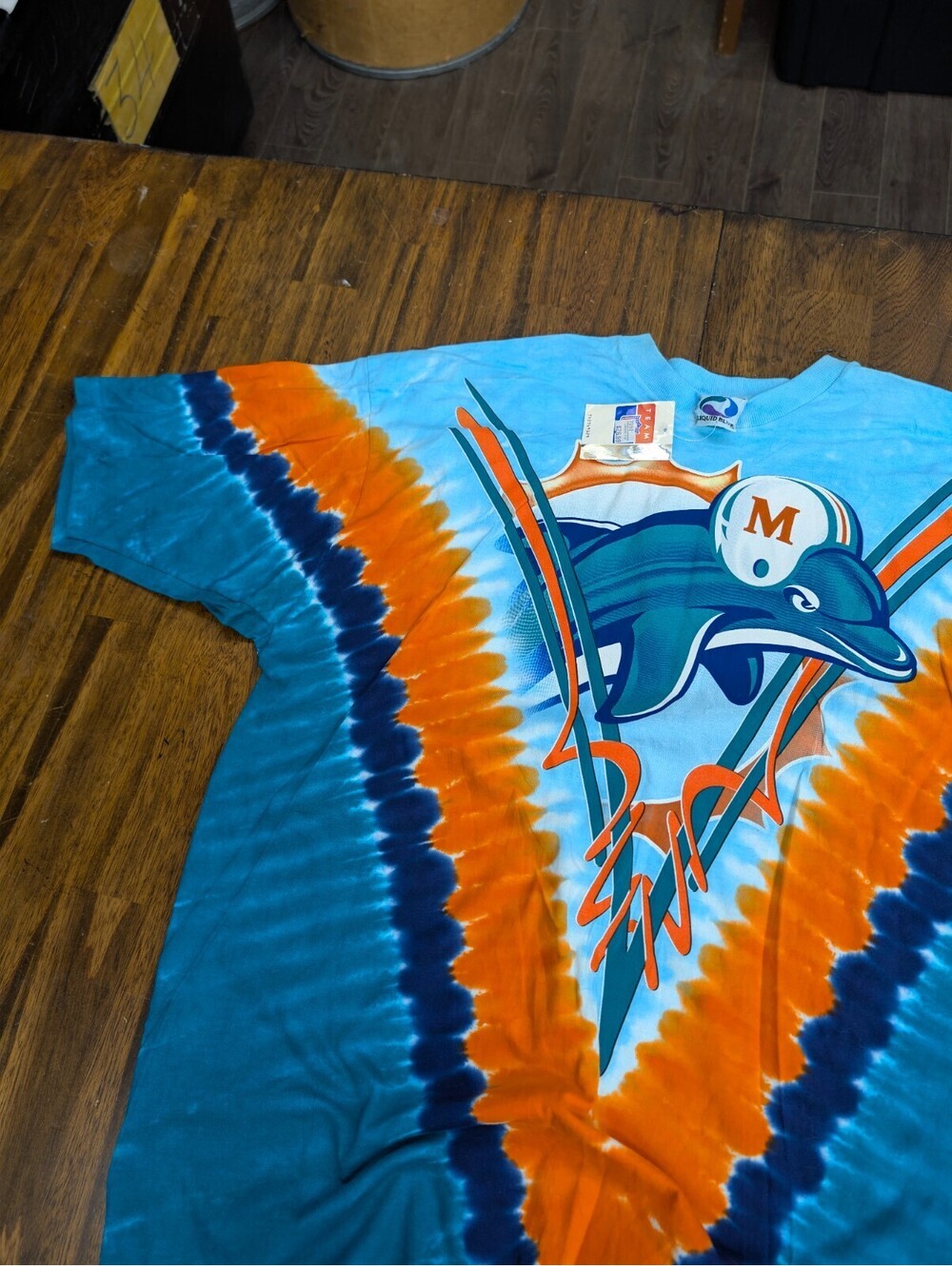 Miami Dolphins Tie Dye T Shirt Vintage Liquid Blue Size XXL